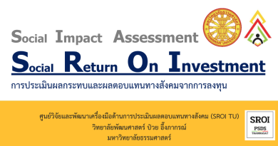  หลักสูตร : เทคนิคการประเมินผลกระทบโครงการวิจัยด้านเศรษฐกิจและสังคม “งานวิจัยสร้างมูลค่าได้ด้วย SAI และ SROI”